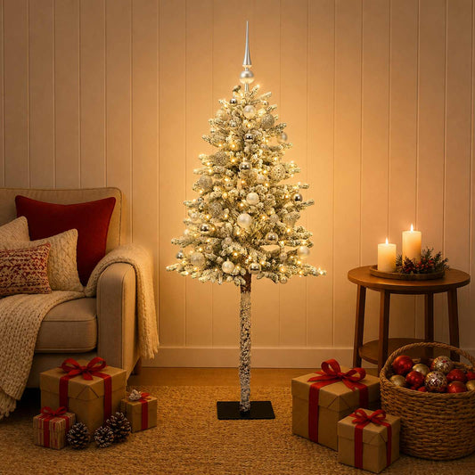 vidaXL Artificial Christmas Tree with Bauble 150 cm 150 LEDs 1