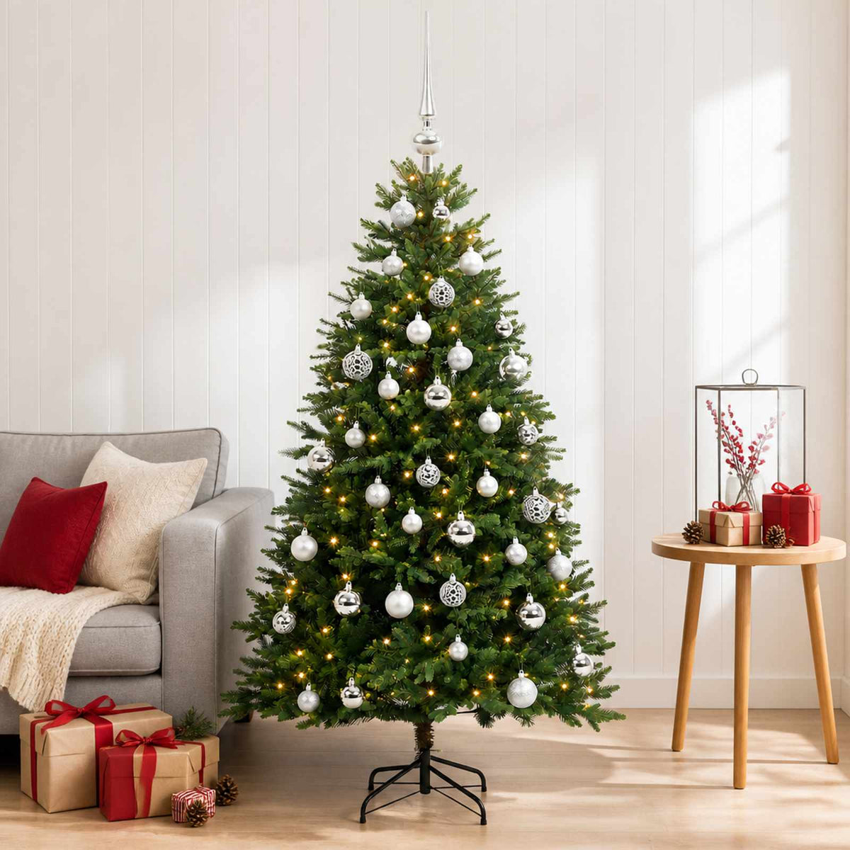 vidaXL Artificial Christmas Tree with Bauble 150 cm 150 LEDs 3