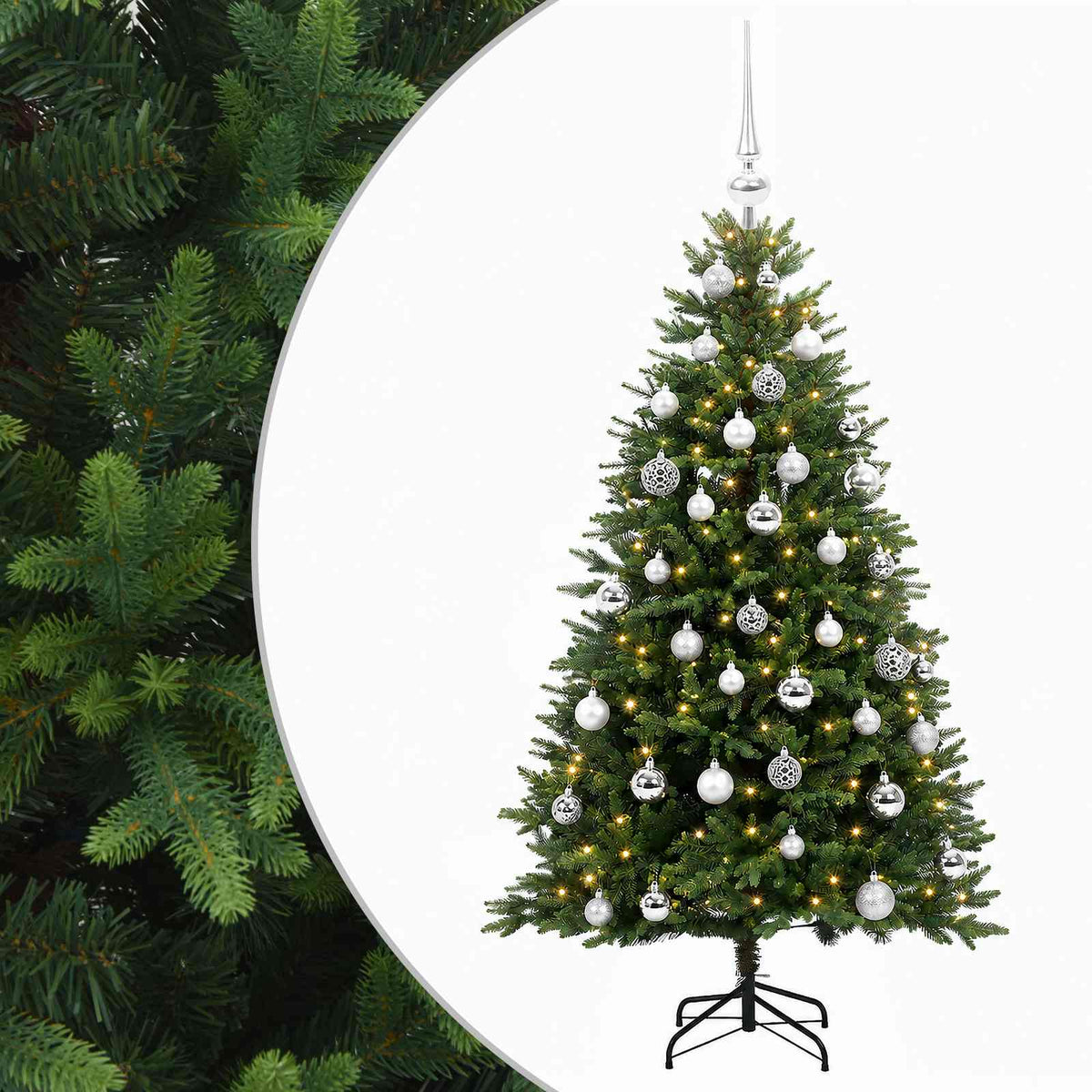 vidaXL Artificial Christmas Tree with Bauble 150 cm 150 LEDs 2