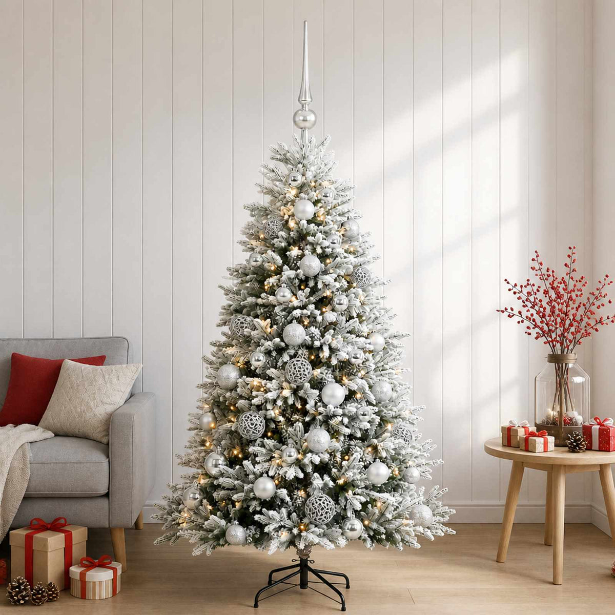 vidaXL Artificial Christmas Tree with Bauble 120 cm 150 LEDs 1
