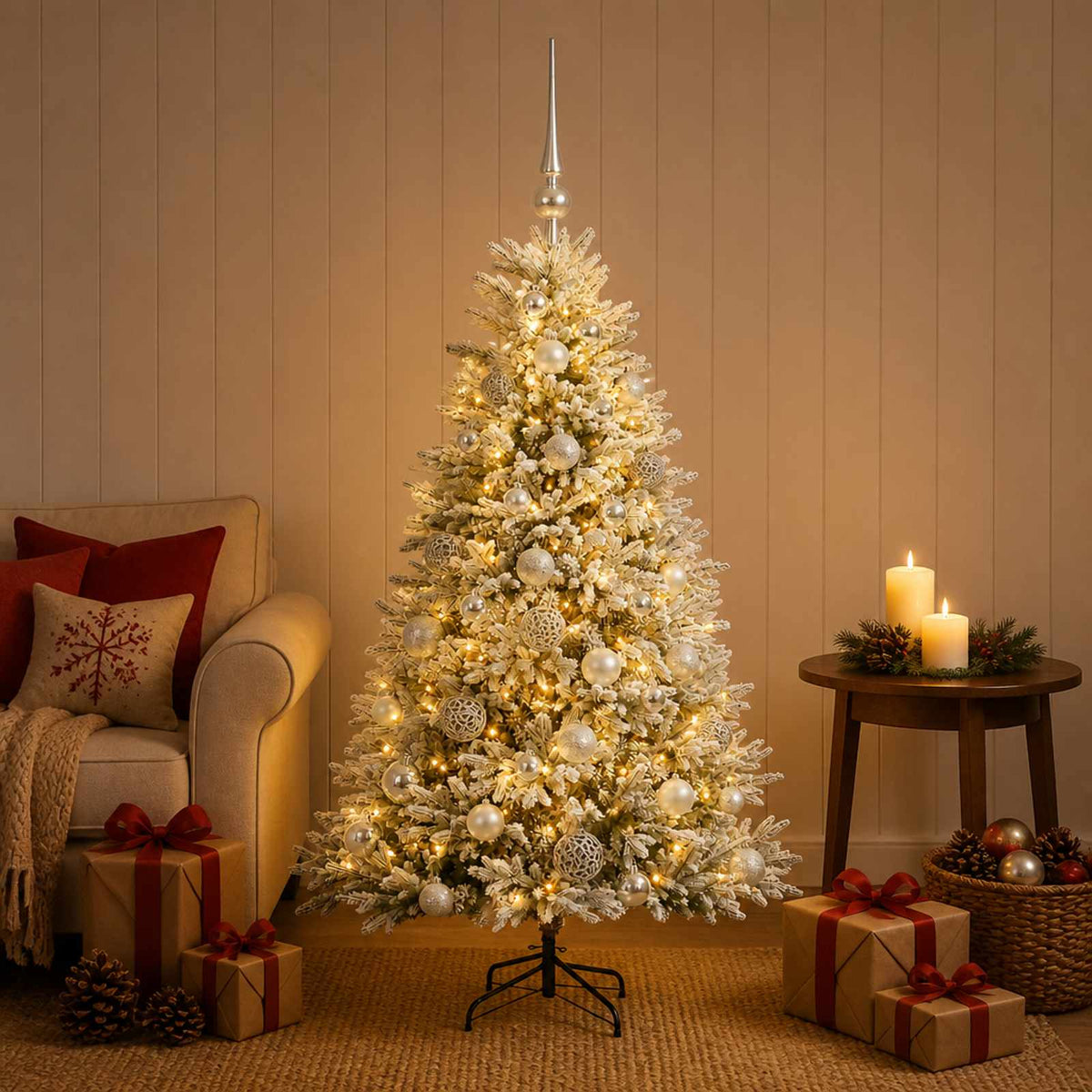vidaXL Artificial Christmas Tree with Bauble 120 cm 150 LEDs 3
