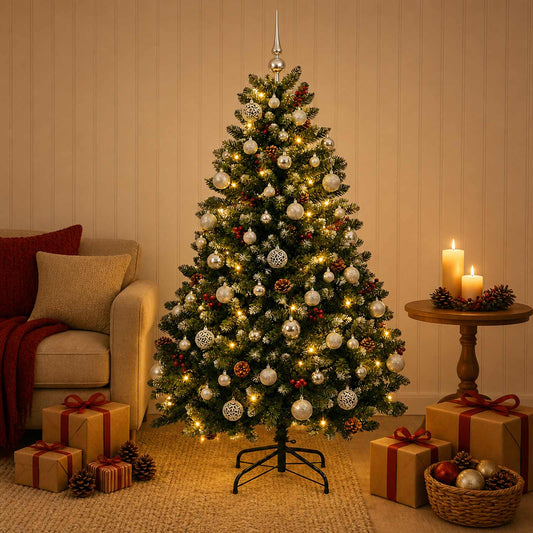 vidaXL Artificial Christmas Tree Green with Bauble 180 cm 300 LEDs 1