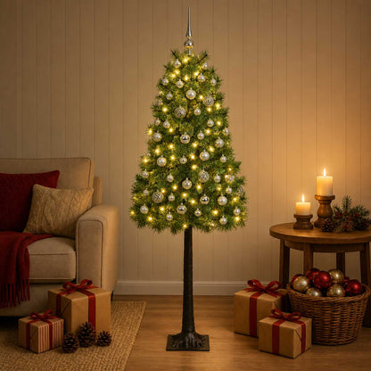 vidaXL Artificial Hinged Christmas Tree with Baubles 150 cm 150 LEDs 1