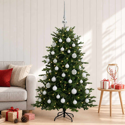 Artificial Christmas Tree with Bauble 150 LEDs 150 cm with LEDs & white balls