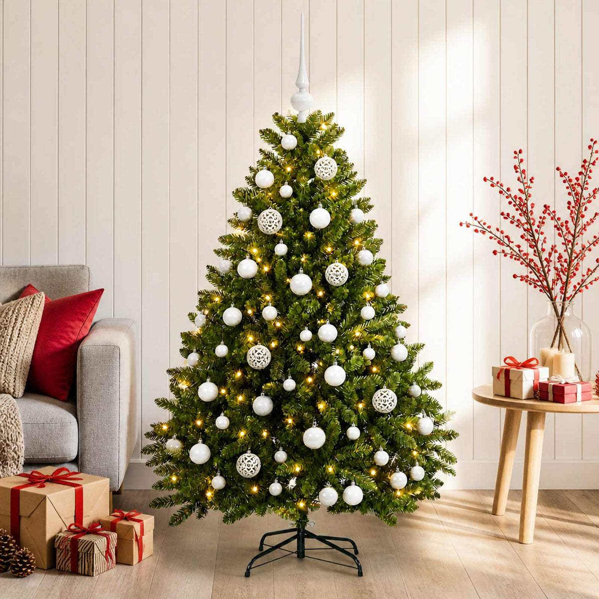 vidaXL Artificial Christmas Tree with Bauble 120 cm Light Green