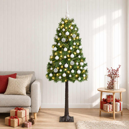 vidaXL Artificial Hinged Christmas Tree with Baubles 150 cm 150 LEDs 1