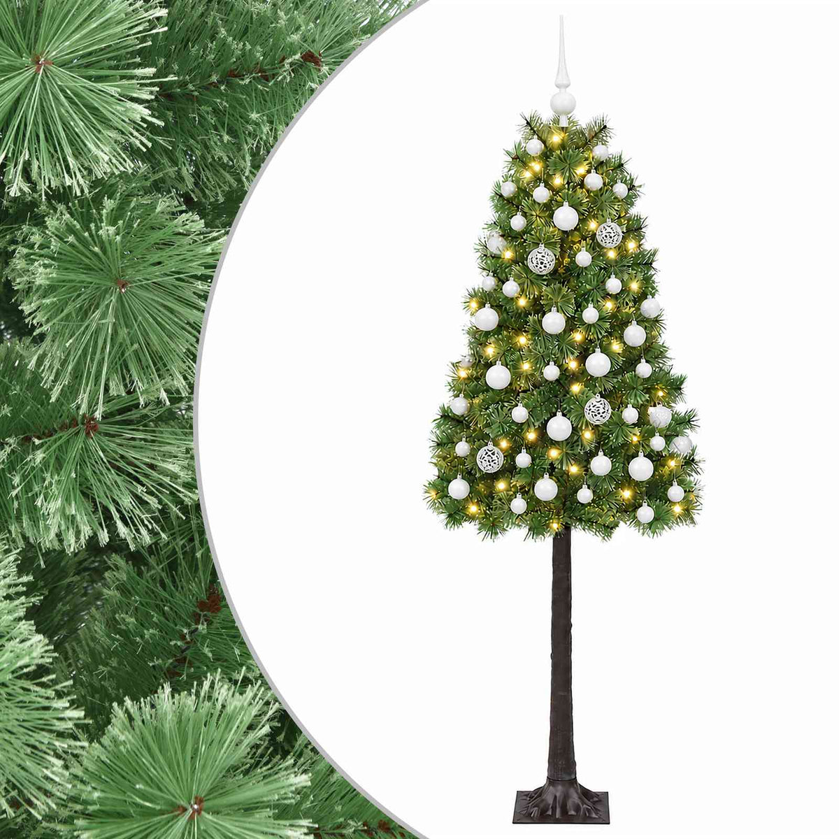 vidaXL Artificial Hinged Christmas Tree with Baubles 150 cm 150 LEDs 2