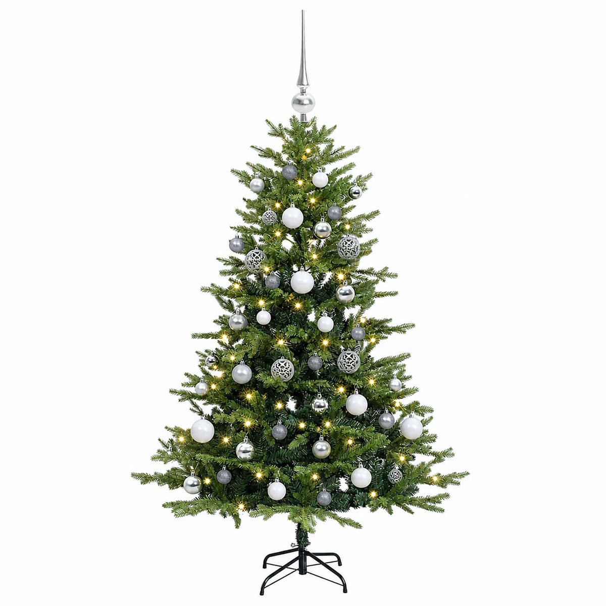 vidaXL Artificial Christmas Tree with Bauble 150 cm 150 LEDs 4