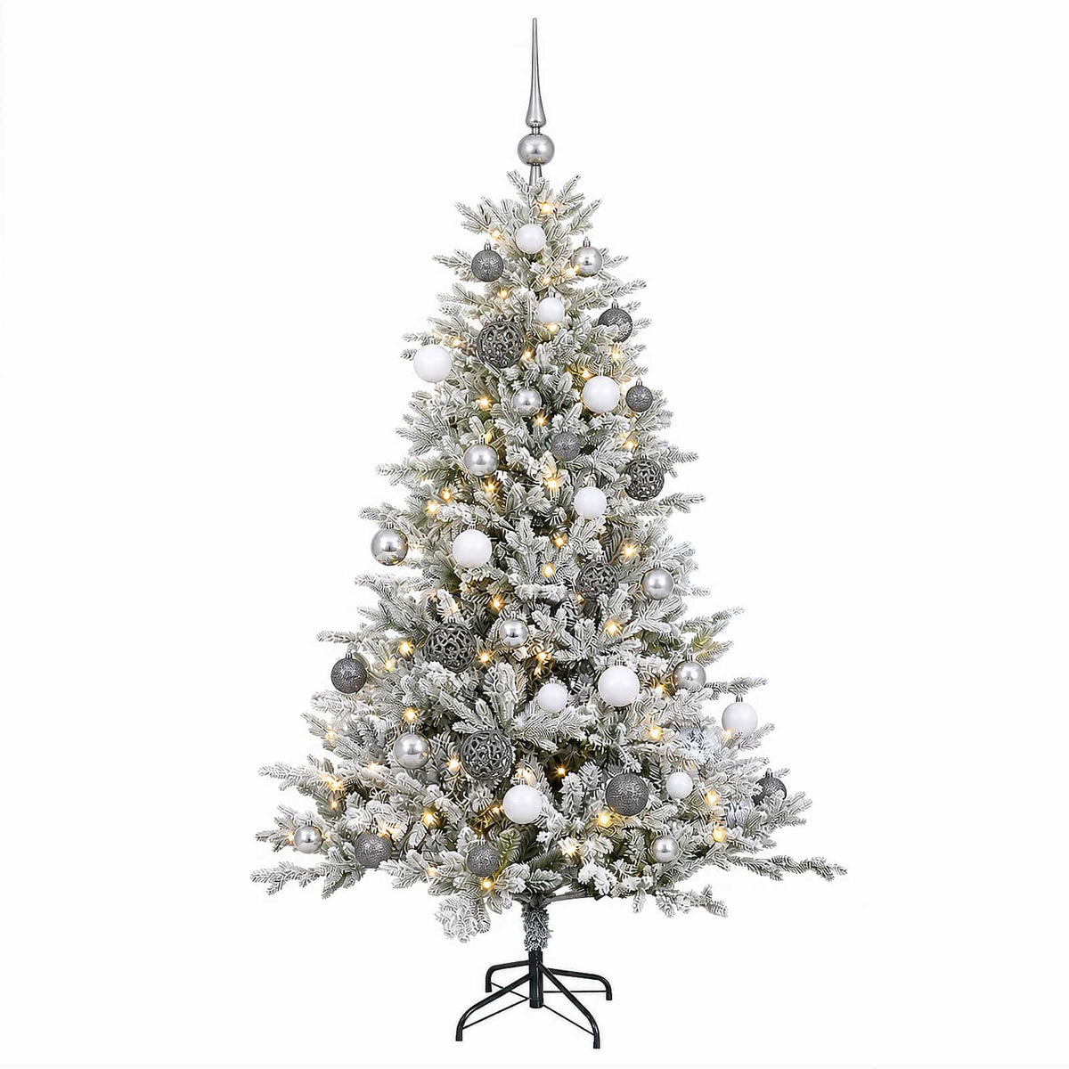vidaXL Artificial Christmas Tree with Bauble 120 cm 150 LEDs 4