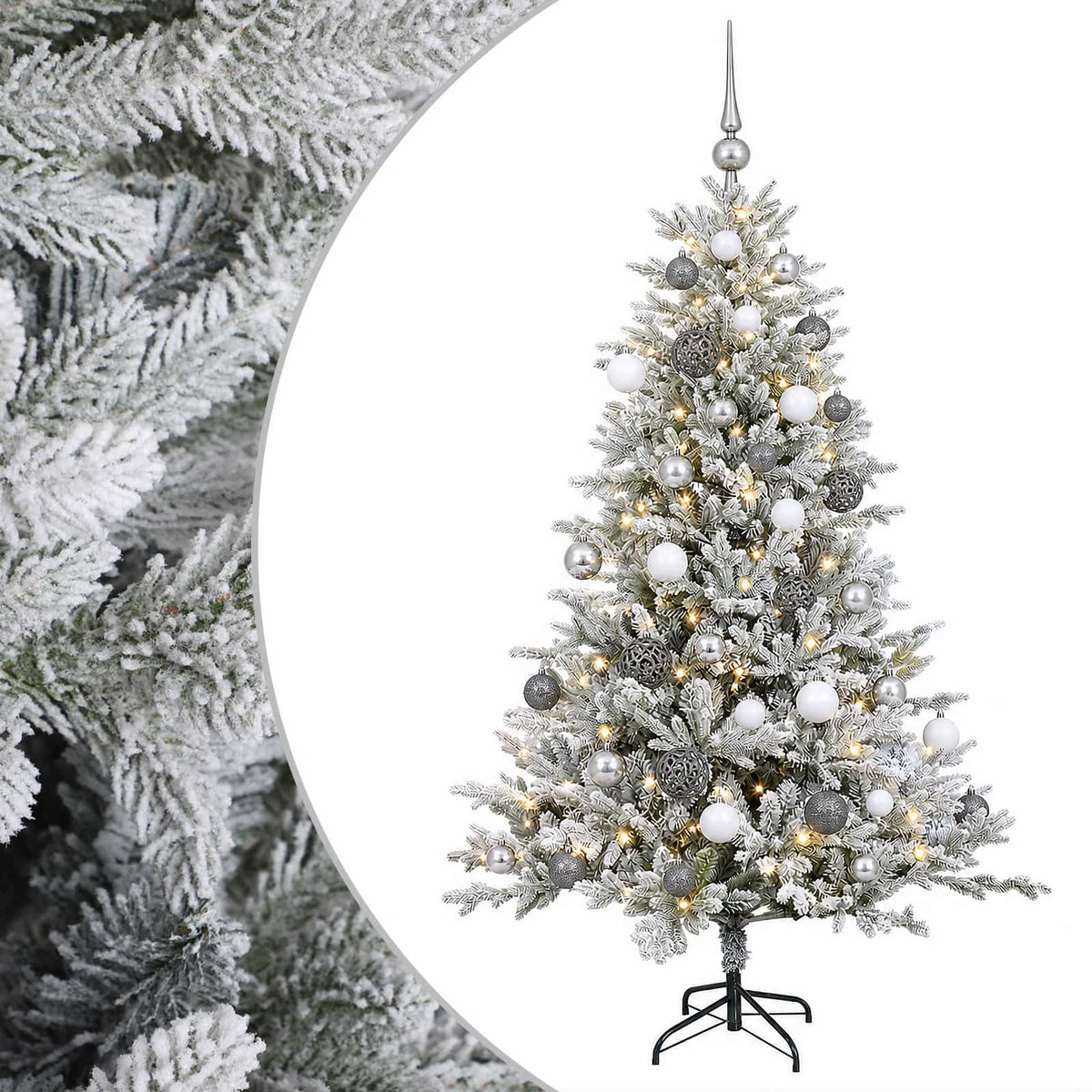 vidaXL Artificial Christmas Tree with Bauble 150 cm 150 LEDs 2