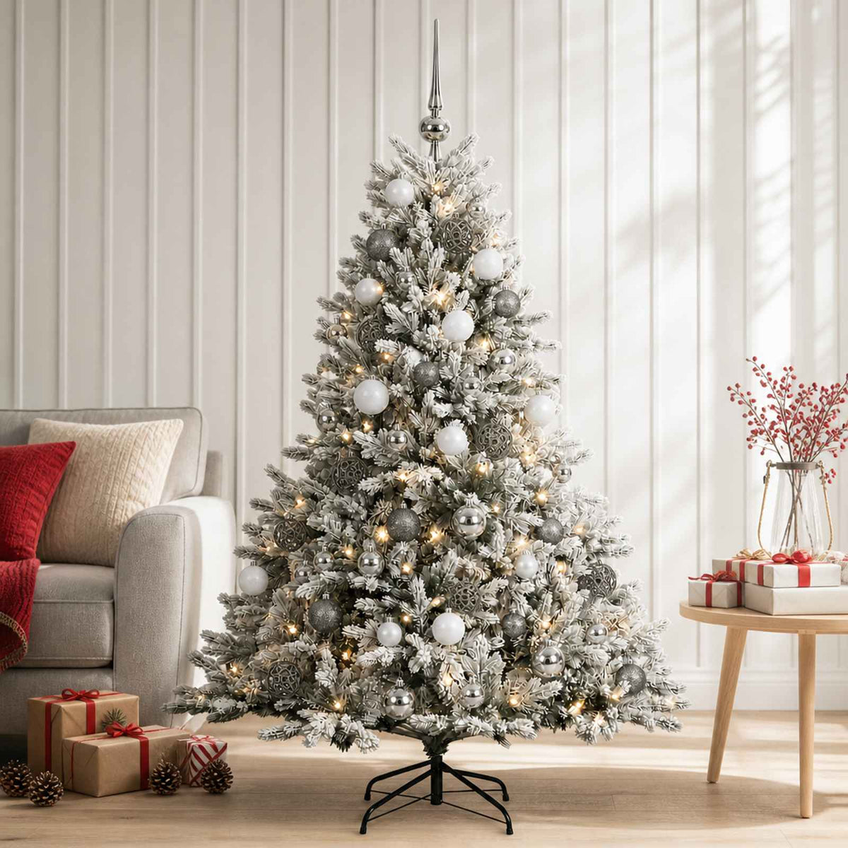vidaXL Artificial Christmas Tree with Bauble 150 cm 150 LEDs 1