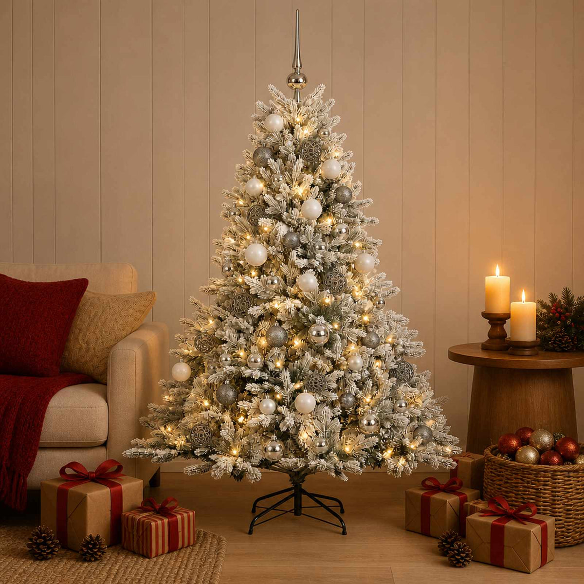 vidaXL Artificial Christmas Tree with Bauble 150 cm 150 LEDs 3