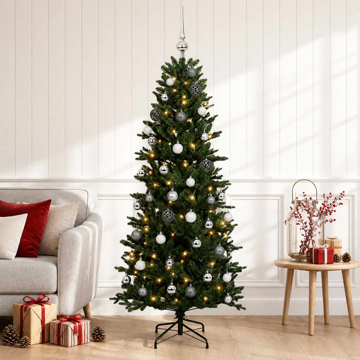 vidaXL Artificial Christmas Tree with Bauble 120 cm 150 LEDs 3