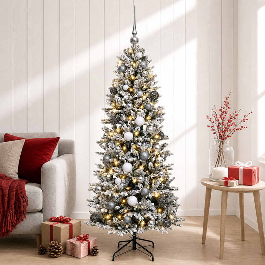 vidaXL Artificial Christmas Tree with Bauble 150 cm 150 LEDs 1