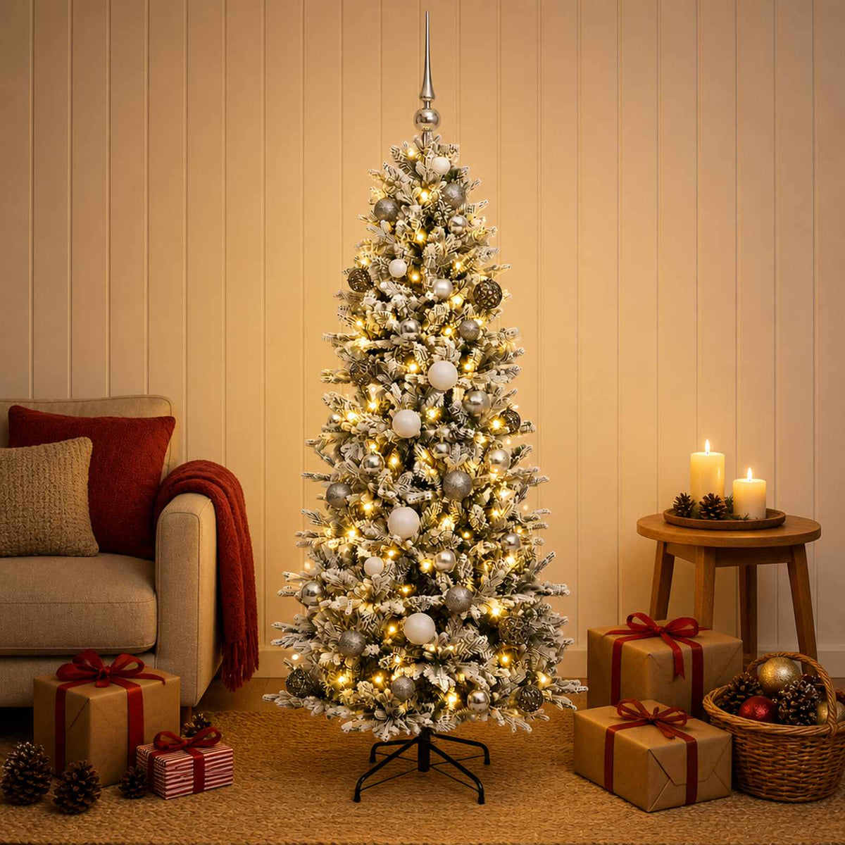 vidaXL Artificial Christmas Tree with Bauble 120 cm 150 LEDs 3