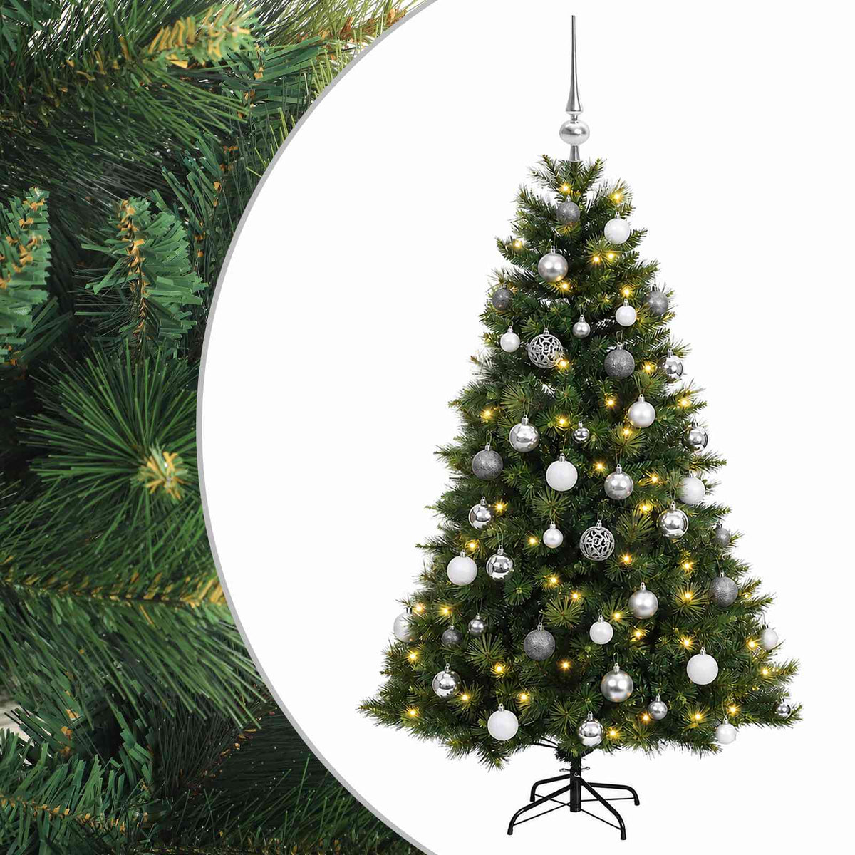 vidaXL Artificial Christmas Tree with Bauble 150 cm 150 LEDs 2