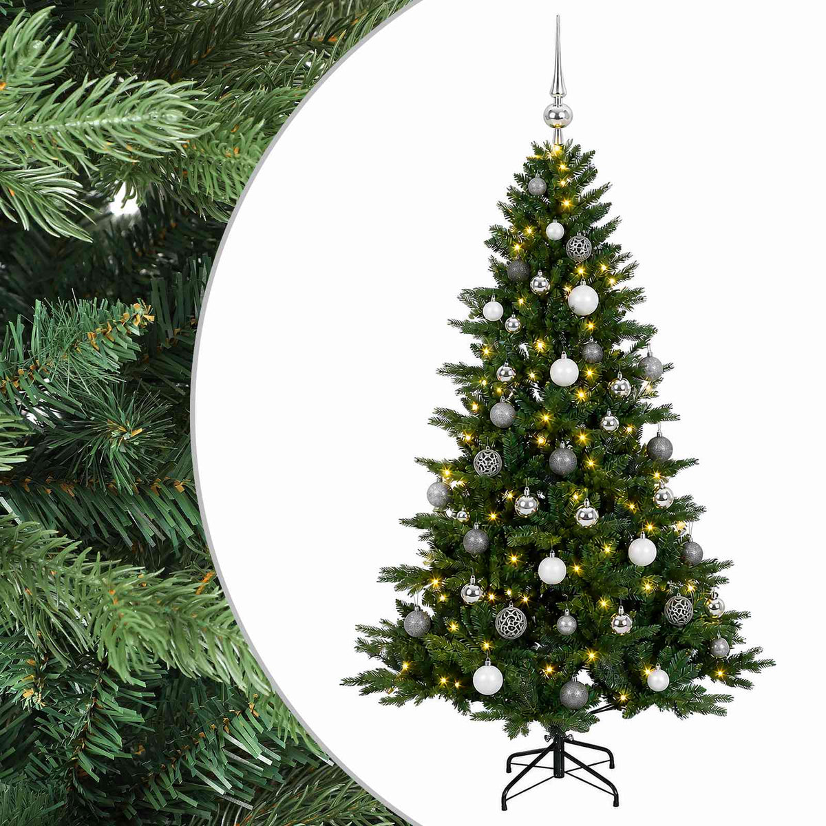 vidaXL Artificial Christmas Tree with Bauble 150 cm 150 LEDs 2
