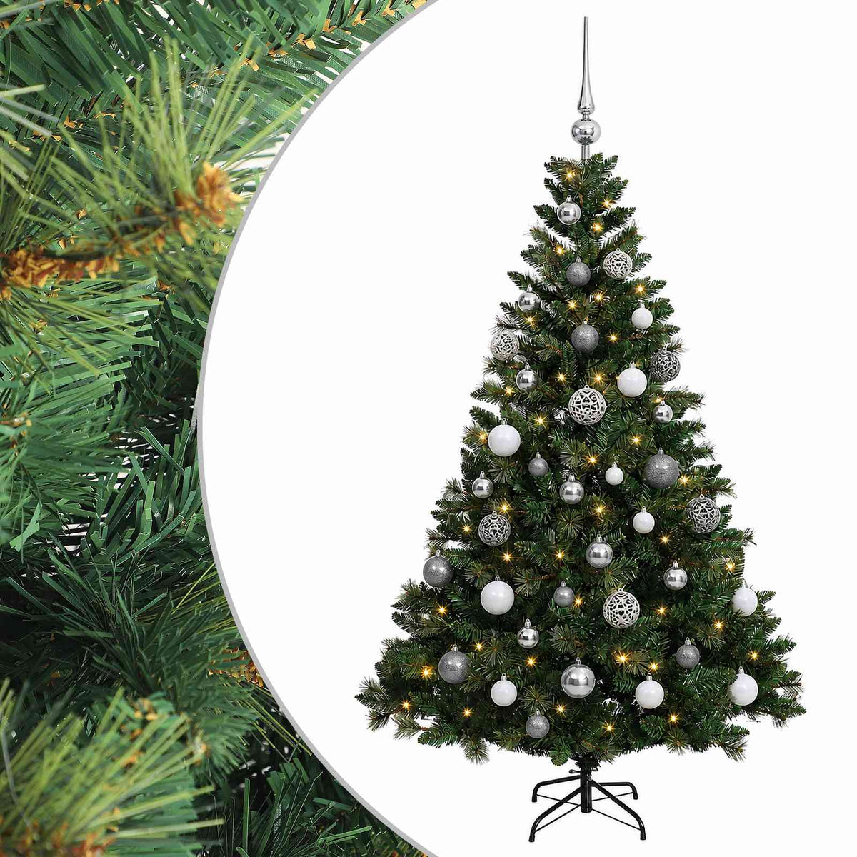 vidaXL Artificial Christmas Tree with Bauble 120 cm 150 LEDs 2