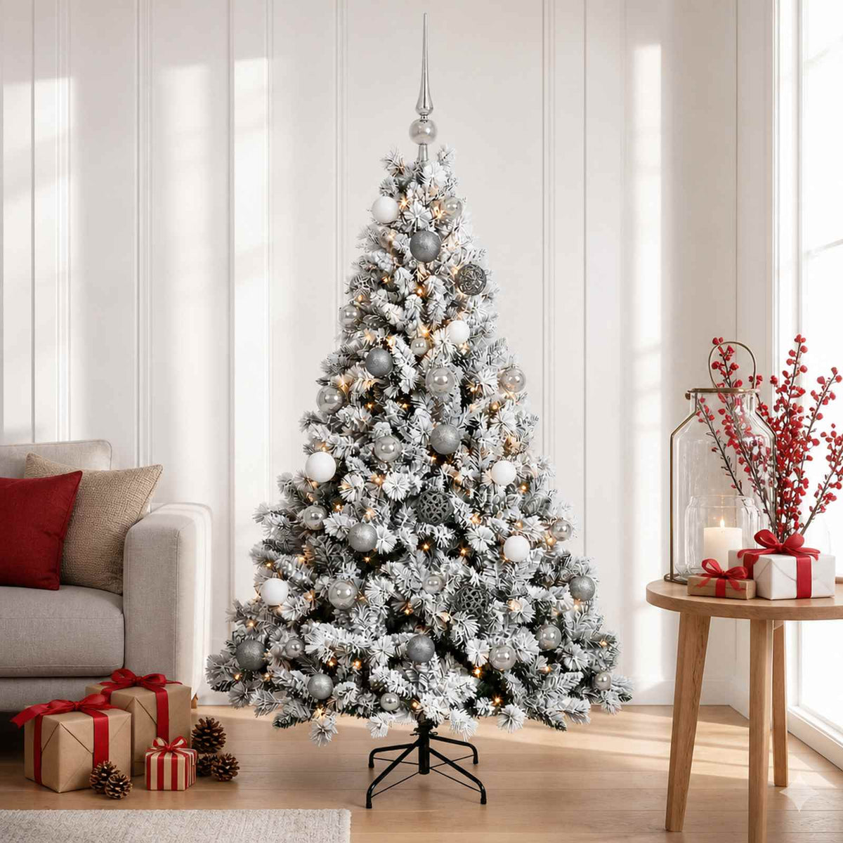 vidaXL Artificial Christmas Tree with Bauble 150 cm 150 LEDs 1