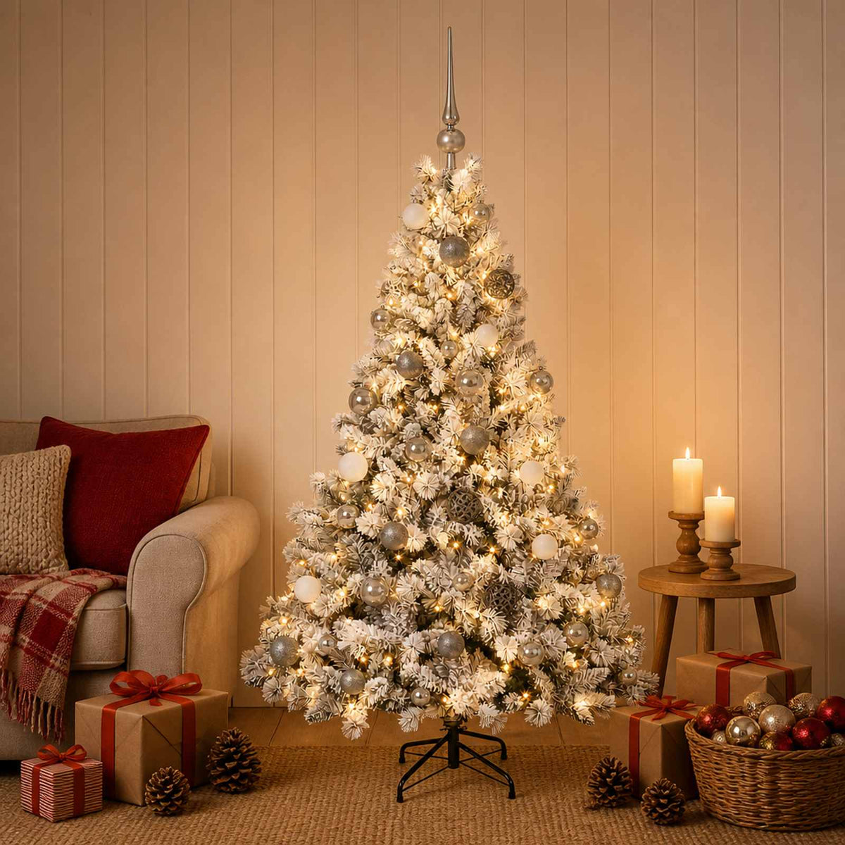 vidaXL Artificial Christmas Tree with Bauble 150 cm 150 LEDs 3