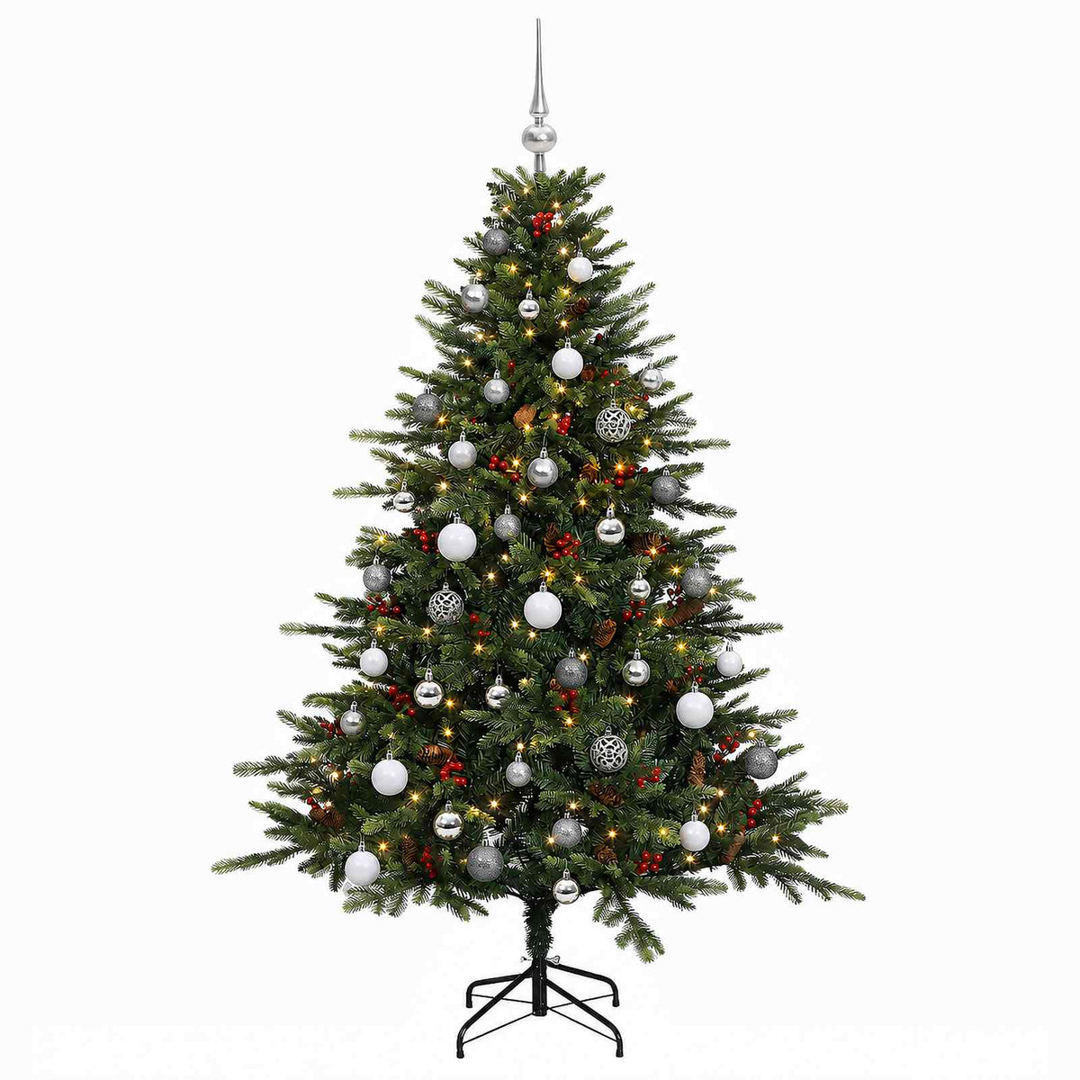 vidaXL Artificial Christmas Tree with Bauble 120 cm 150 LEDs 4