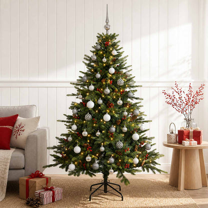 vidaXL Artificial Christmas Tree with Bauble 120 cm 150 LEDs 1
