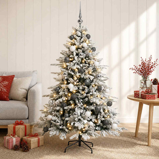 vidaXL Artificial Christmas Tree with Bauble 150 cm 150 LEDs 1