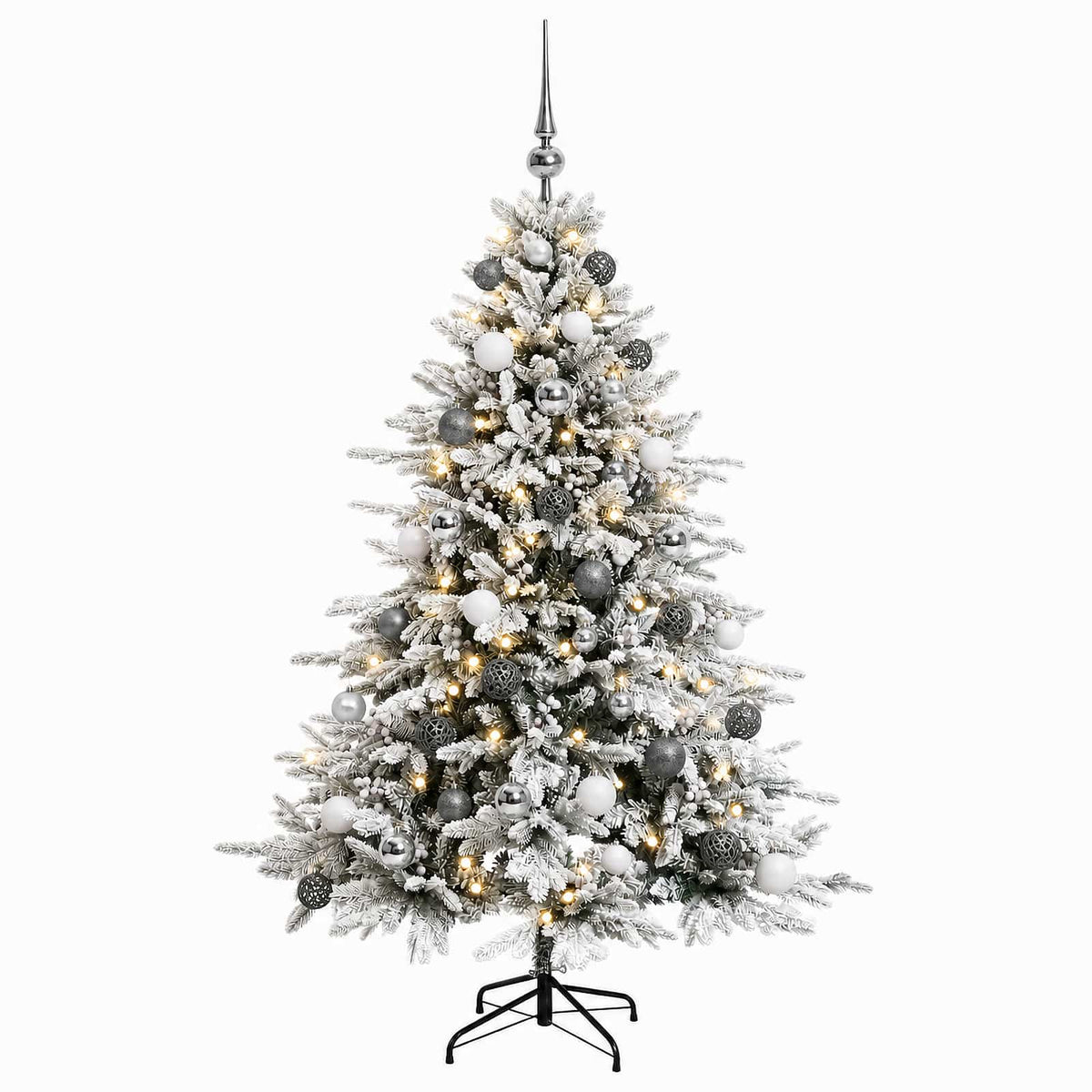 vidaXL Artificial Christmas Tree with Bauble 150 cm 150 LEDs 4