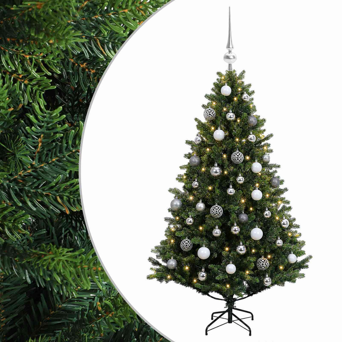 vidaXL Artificial Christmas Tree with Bauble 120 cm 150 LEDs 2