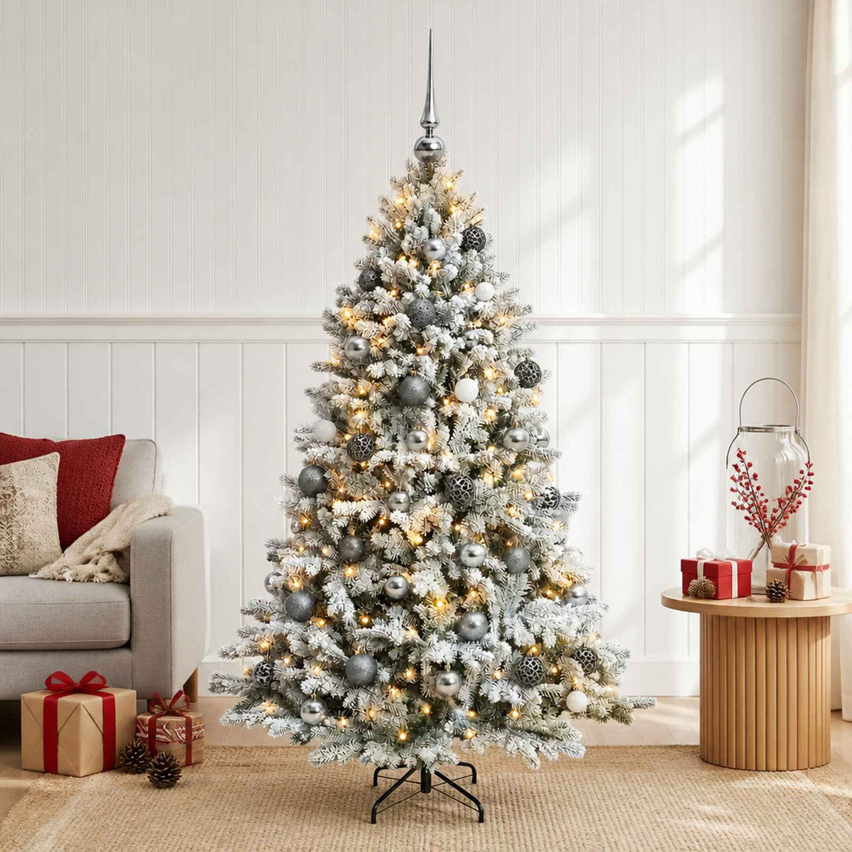 vidaXL Artificial Christmas Tree with Bauble 150 cm 150 LEDs 1