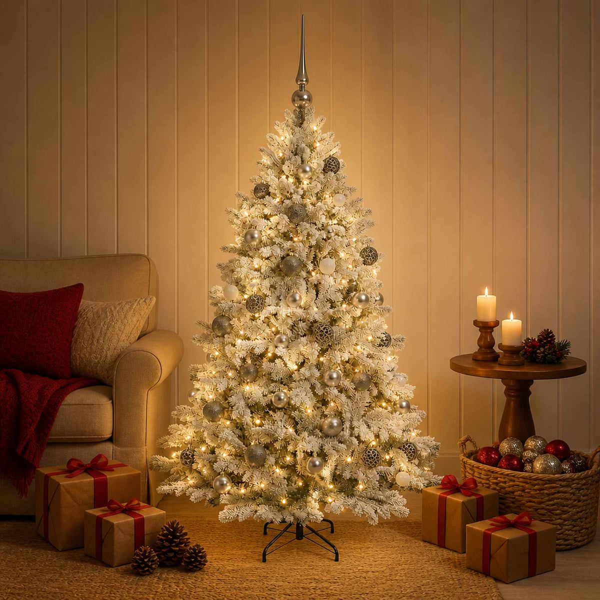 vidaXL Artificial Christmas Tree with Bauble 150 cm 150 LEDs 3