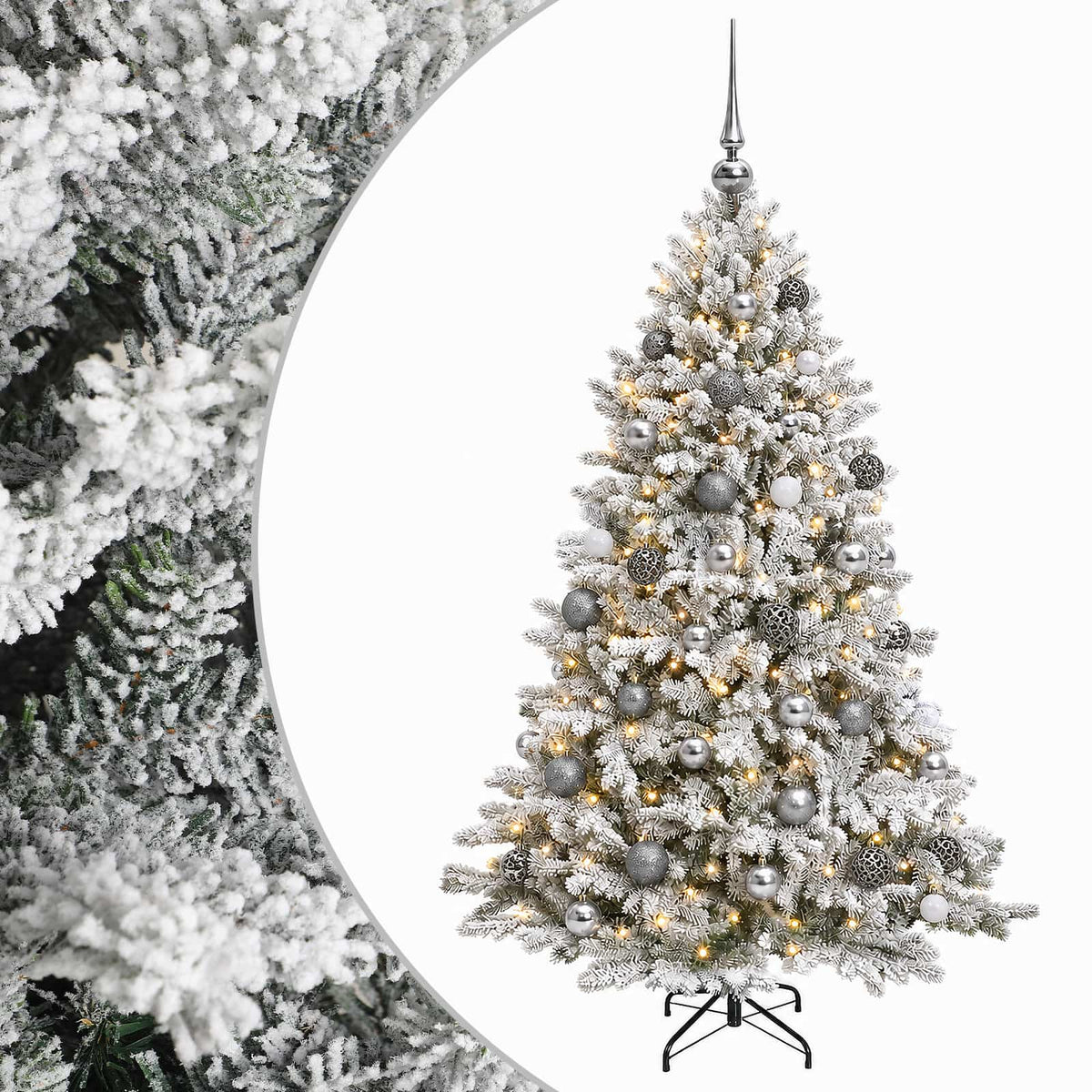 vidaXL Artificial Christmas Tree with Bauble 150 cm 150 LEDs 2