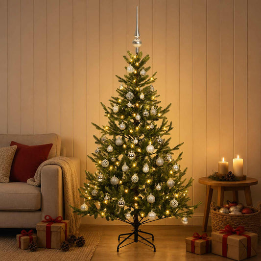 vidaXL Artificial Christmas Tree with Bauble 120 cm 150 LEDs 1