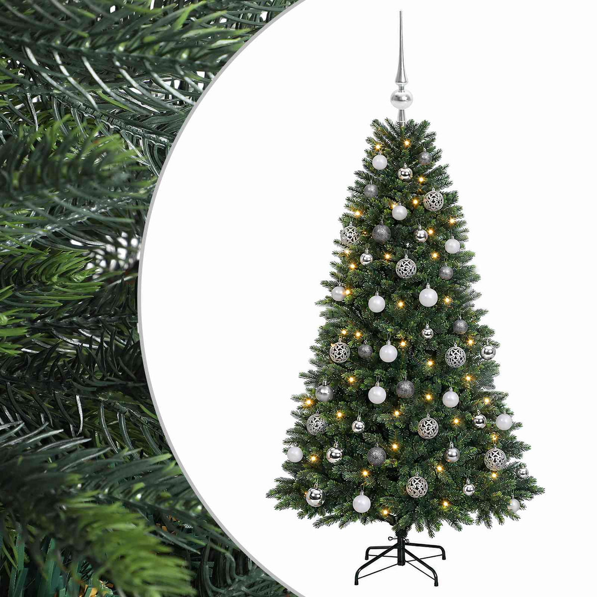 vidaXL Artificial Christmas Tree with Bauble 120 cm 150 LEDs 2