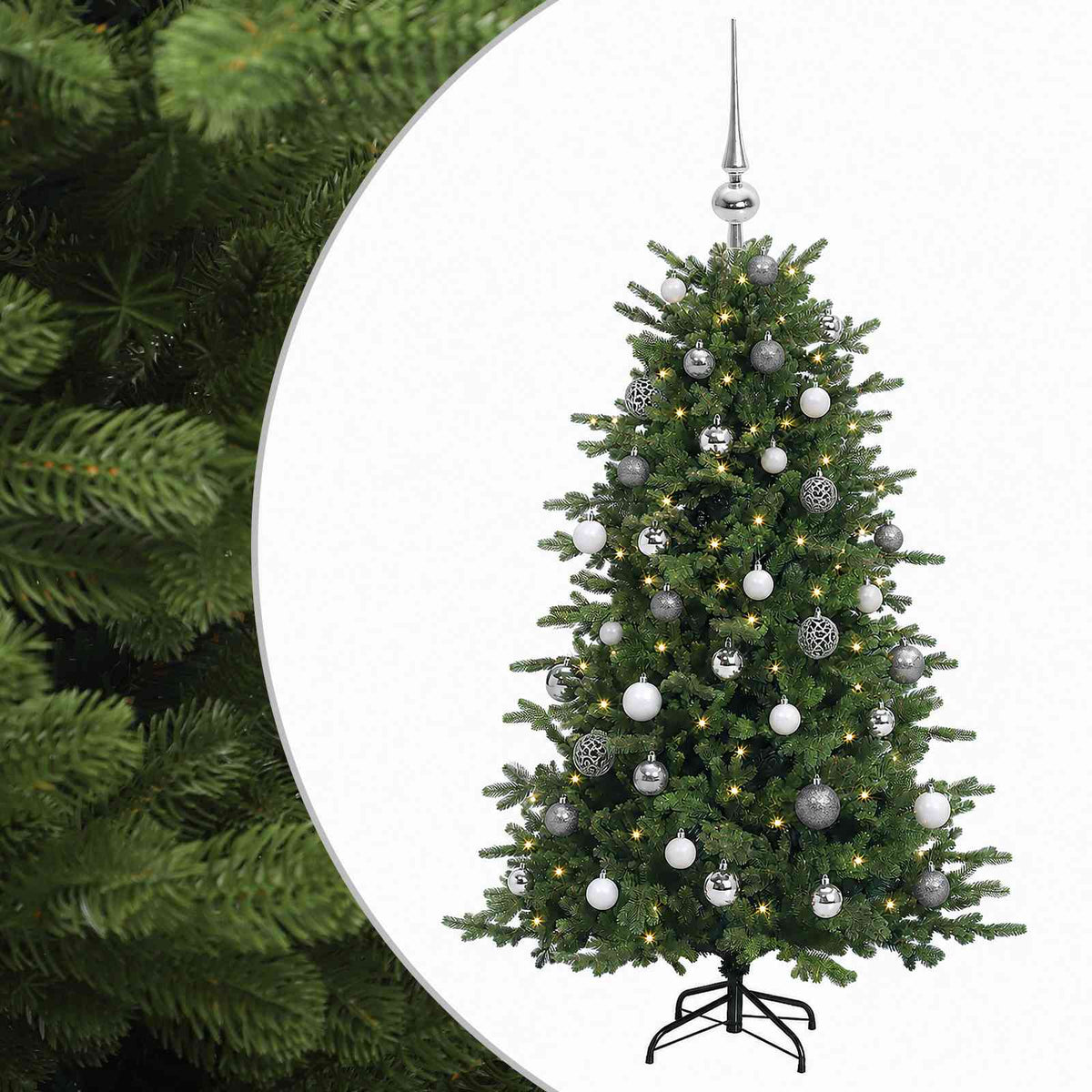 vidaXL Artificial Christmas Tree with Bauble 150 cm 150 LEDs 2