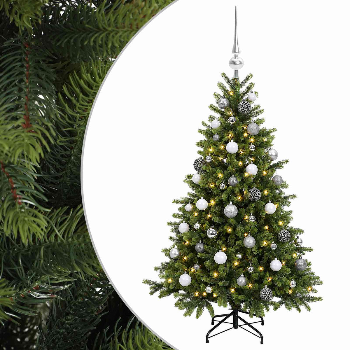 vidaXL Artificial Christmas Tree with Bauble 150 cm 150 LEDs 2