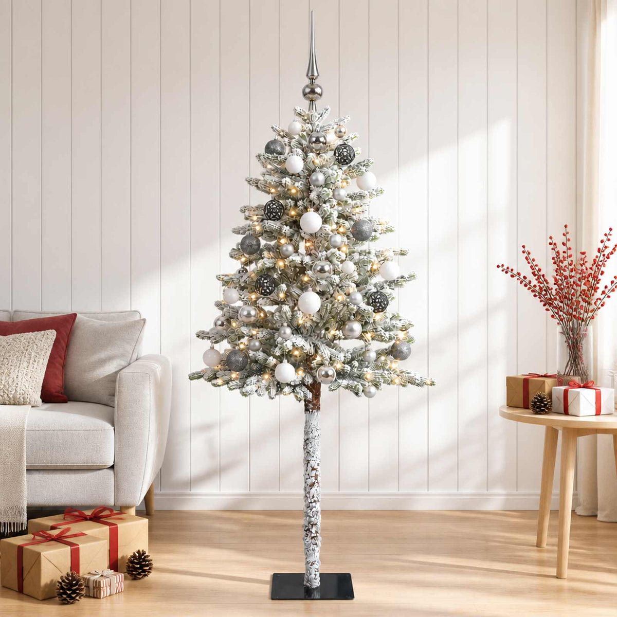 vidaXL Artificial Christmas Tree with Bauble 150 cm 150 LEDs 1