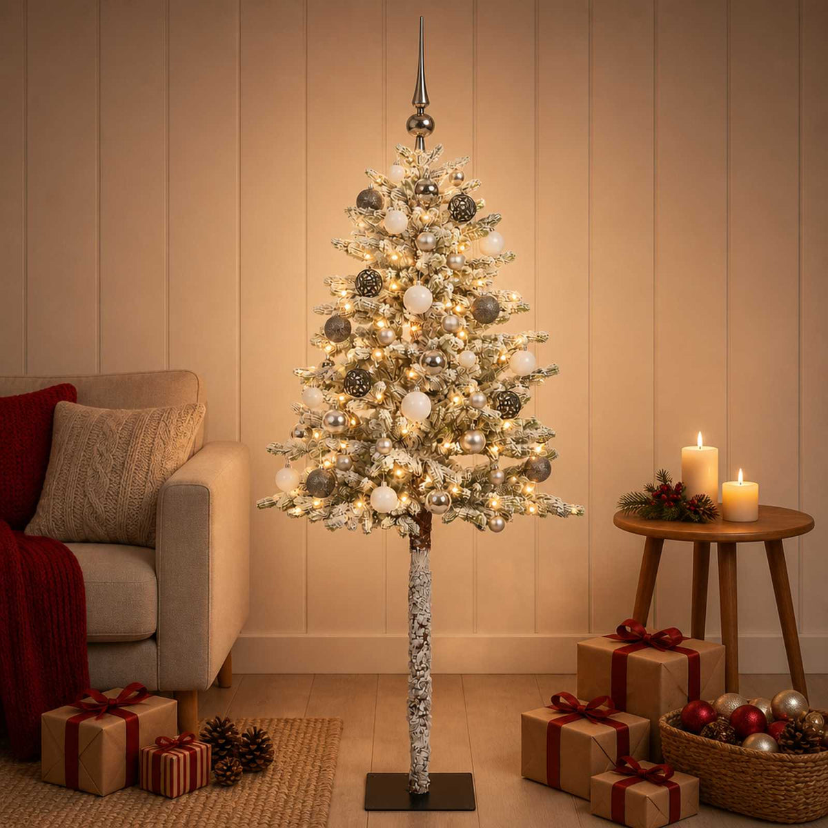vidaXL Artificial Christmas Tree with Bauble 150 cm 150 LEDs 3