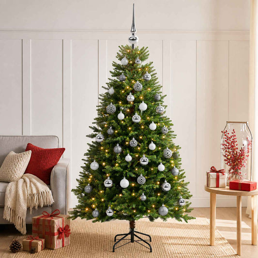 vidaXL Artificial Christmas Tree with Bauble 120 cm 150 LEDs 1