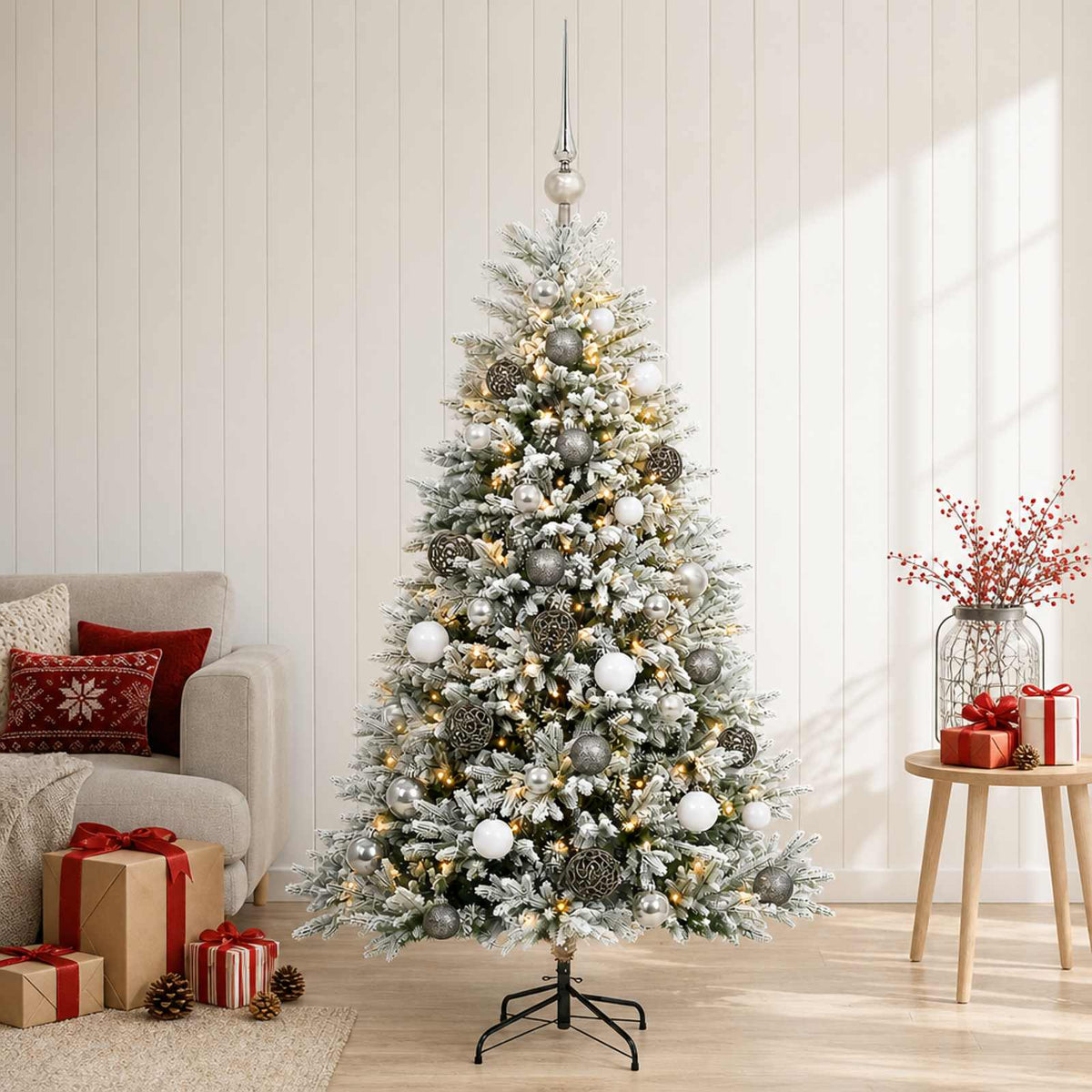 vidaXL Artificial Christmas Tree with Bauble 120 cm 150 LEDs 1