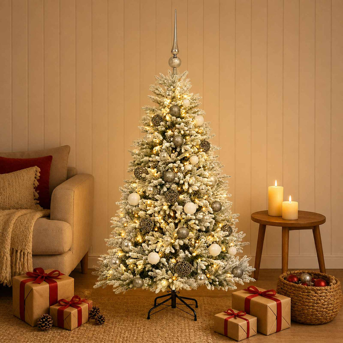 vidaXL Artificial Christmas Tree with Bauble 120 cm 150 LEDs 3