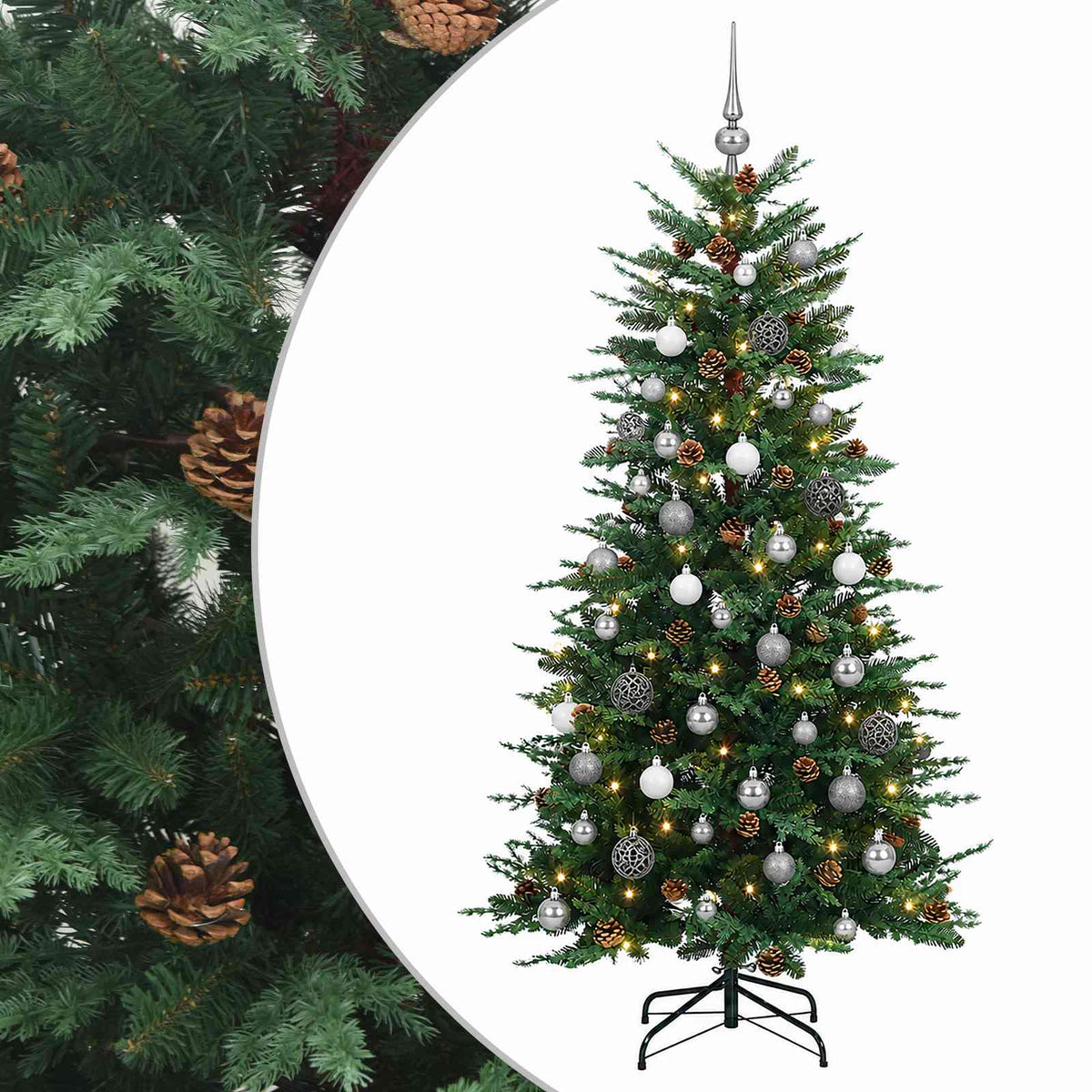 vidaXL Artificial Christmas Tree with Bauble 120 cm 150 LEDs 2