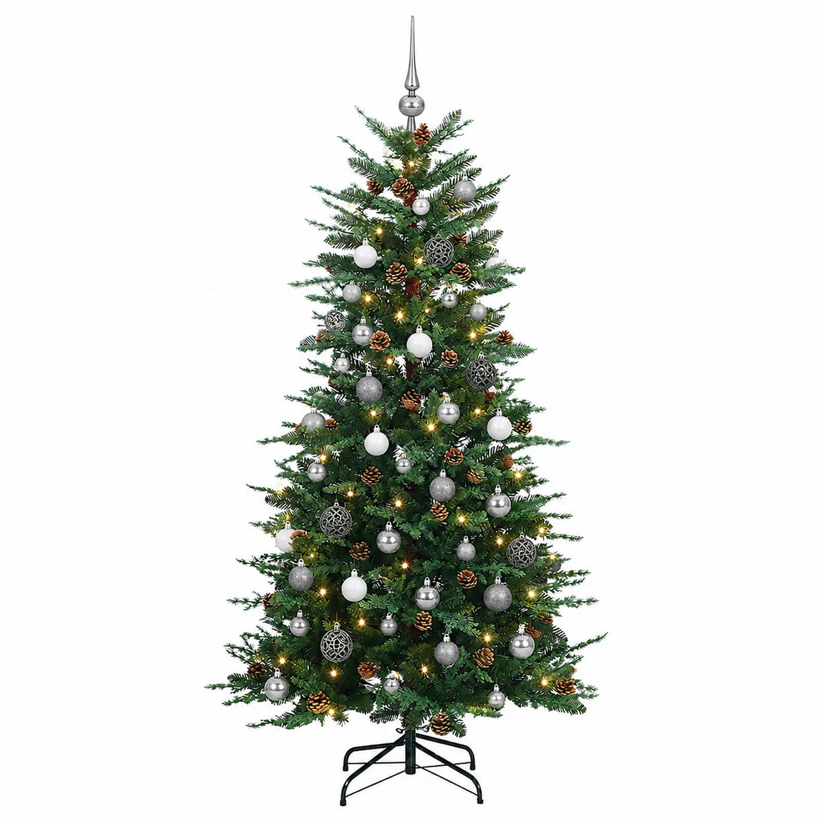 vidaXL Artificial Christmas Tree with Bauble 120 cm 150 LEDs 4