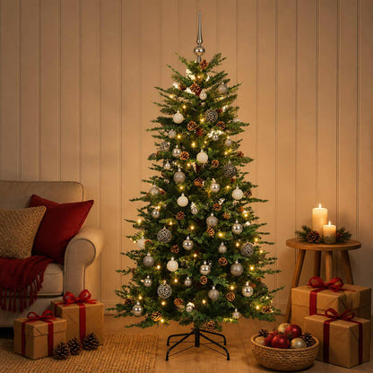 vidaXL Artificial Hinged Christmas Tree 150 cm 150 LEDs Warm White 3