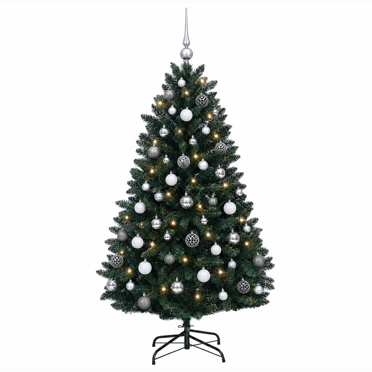 vidaXL Artificial Christmas Tree Dark Green with Bauble 150 cm 4
