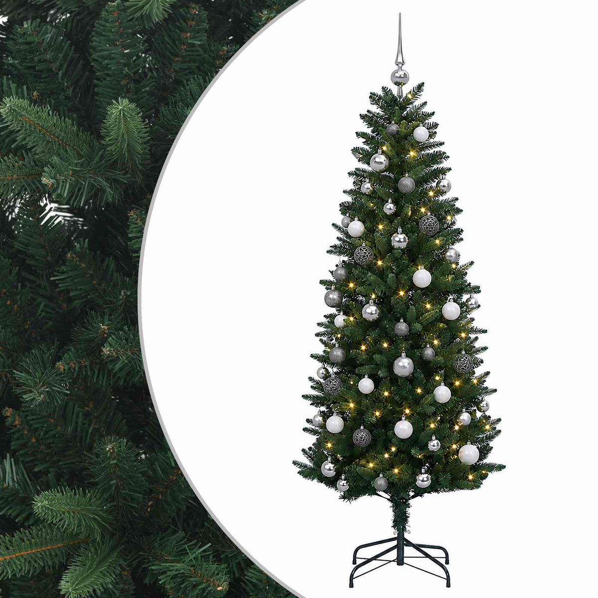 vidaXL Artificial Christmas Tree with Bauble 150 cm 150 LEDs 2