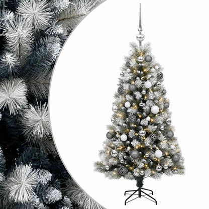 vidaXL Artificial Hinged Christmas Tree with Baubles 120 cm 150 LEDs 2