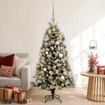 vidaXL Artificial Hinged Christmas Tree with Baubles 120 cm 150 LEDs 1