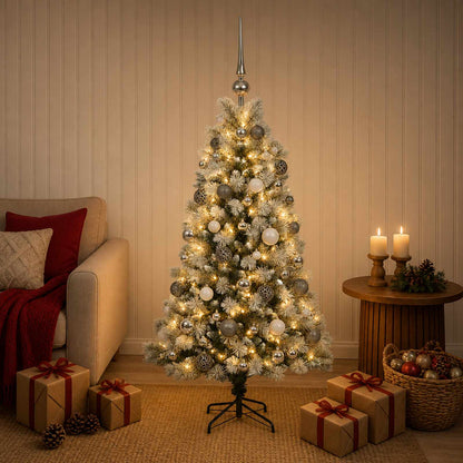 vidaXL Artificial Hinged Christmas Tree with Baubles 120 cm 150 LEDs 3