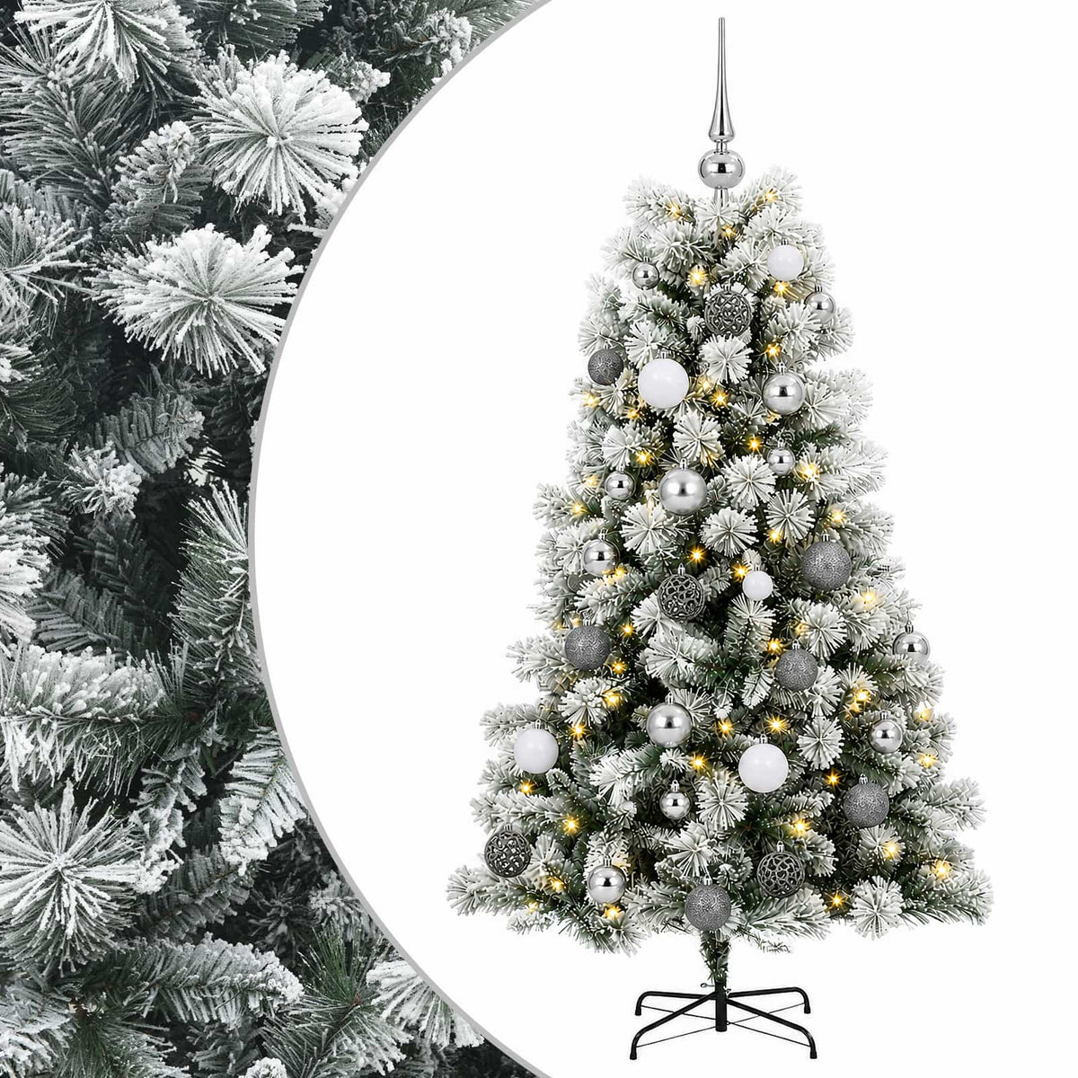 vidaXL Artificial Hinged Christmas Tree with Baubles 120 cm 150 LEDs 2